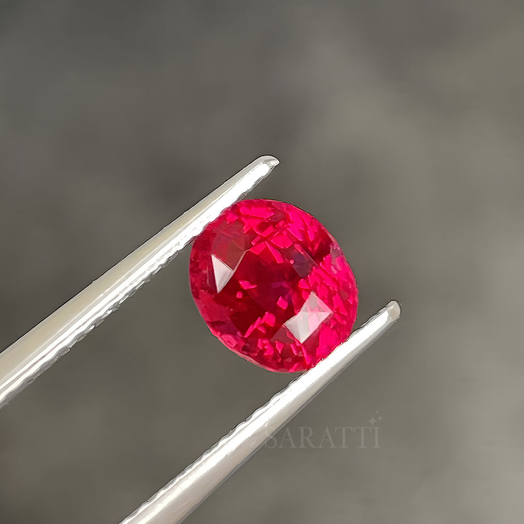 1.64-carat Vivid Red Oval Natural Ruby | GRS Certified | Unheated