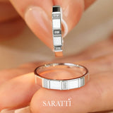 Real Diamonds Matching Couple Wedding Rings for His & Her |  | 4MM Bands - SARATTI