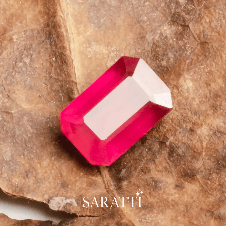 Real Myanmar Natural Ruby Gemstone in Emerald Cut - SARATTI
