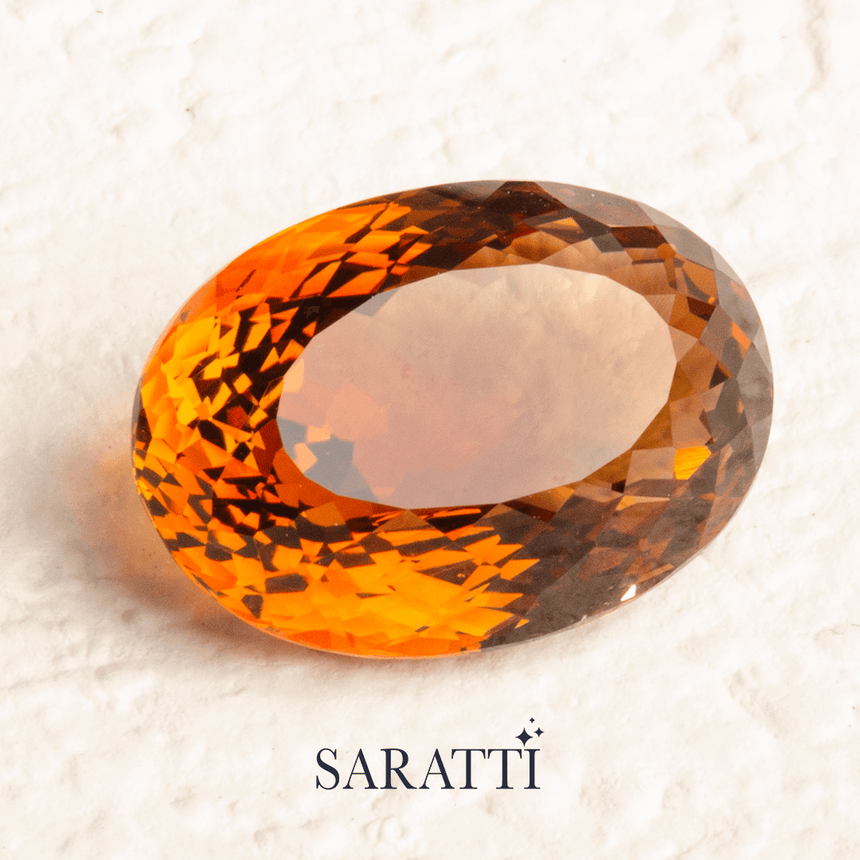 Real Natural Imperial Topaz Gemstone in Oval Shape - SARATTI 