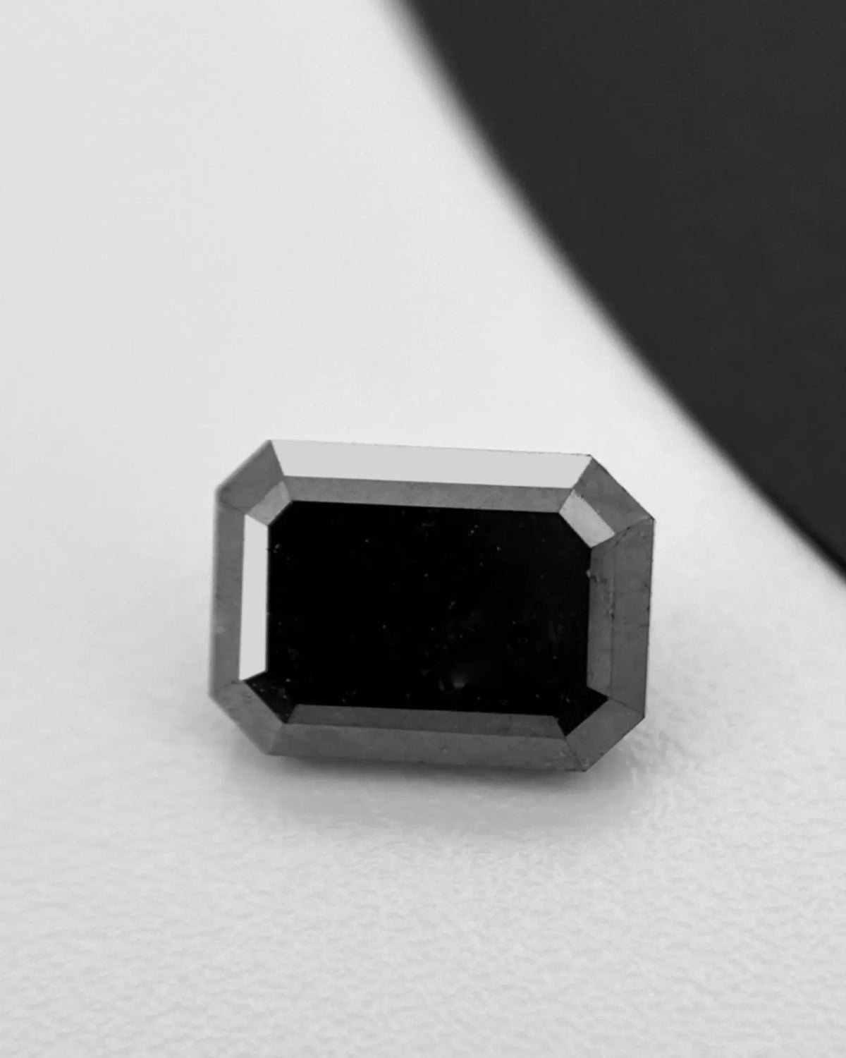 Rear view of octagonal Natural Black Diamond loose stone | SARATTI