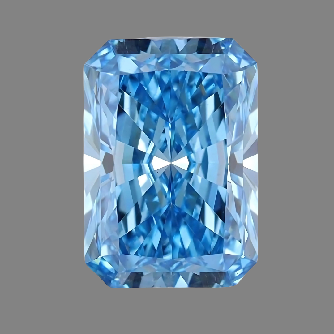 1.04 carats Rectangular Cut Fancy Vivid Blue Lab Grown Diamond | IGI Certified