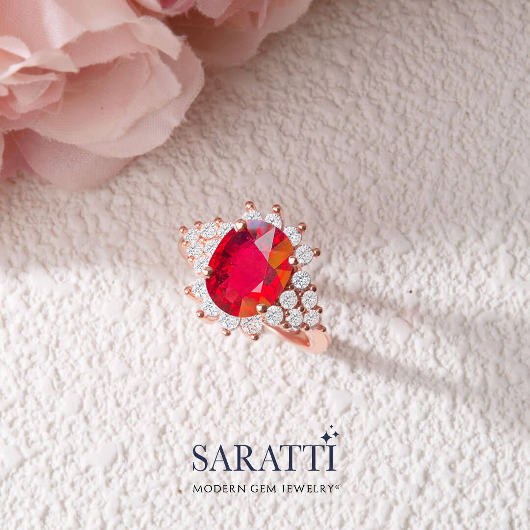 Elegant Rubellite Tourmaline Ring with Diamonds | Saratti
