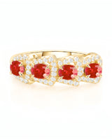 Red ruby and diamond anniversary band for elegant gifting in 18K Yellow Gold | SARATTI