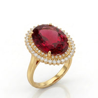 Tourmaline Ring with Diamonds In 18K Yellow Gold