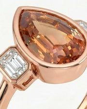 Refined pear gemstone setting-only design with emerald-cut diamond sides | SARATTI