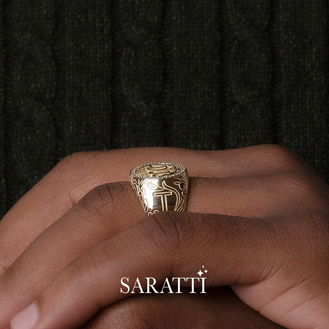 Regalia D’Oro II bespoke gold signet ring with luxury detailing | SARATTI