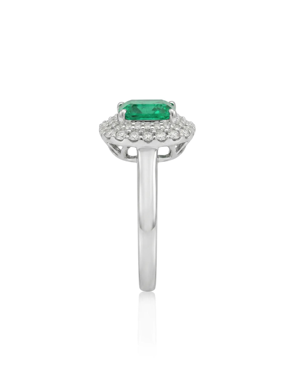 Regent Frame emerald and natural diamond heirloom ring in white gold | SARATTI