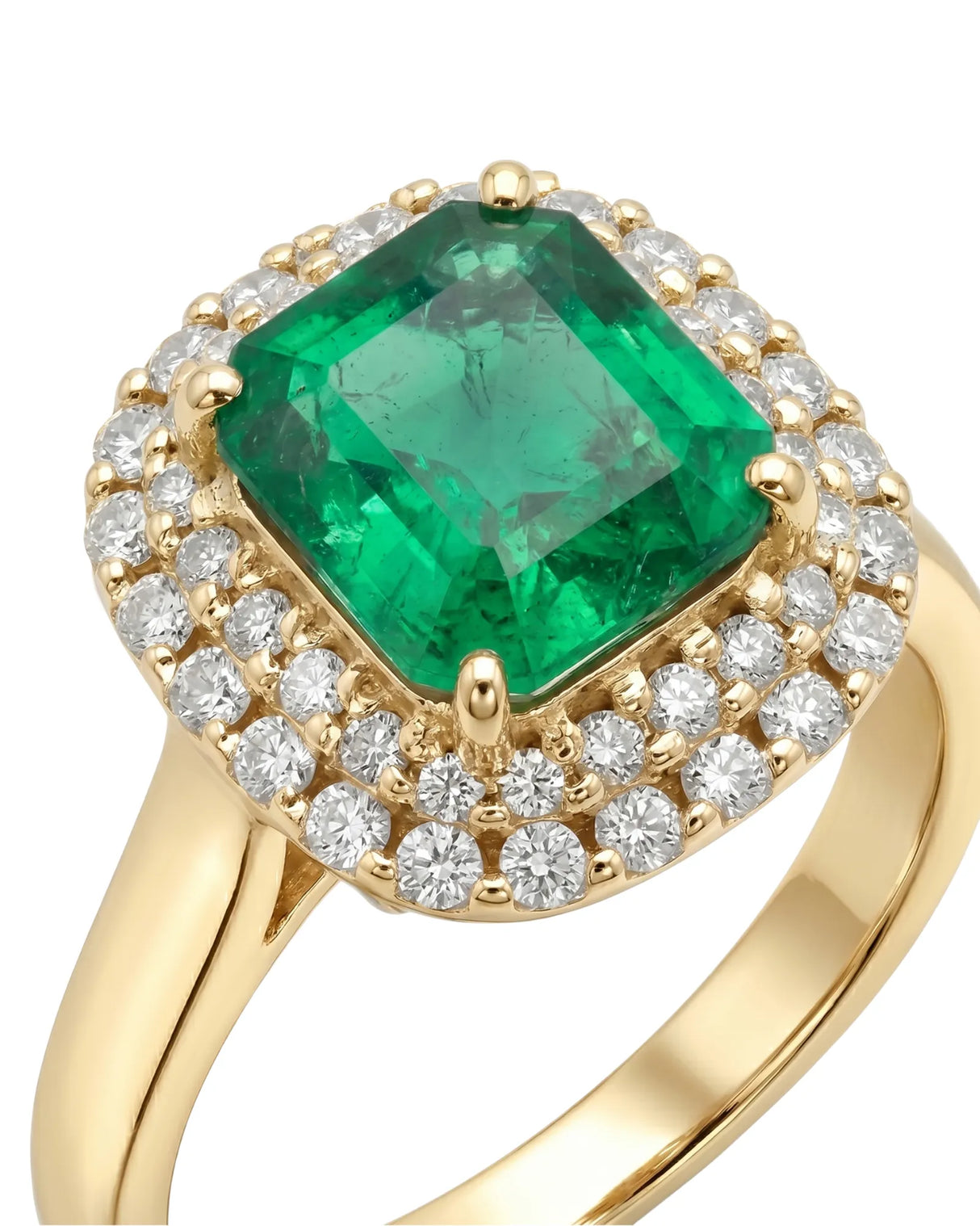 Regent Frame emerald and natural diamond heirloom ring in yellow gold | SARATTI