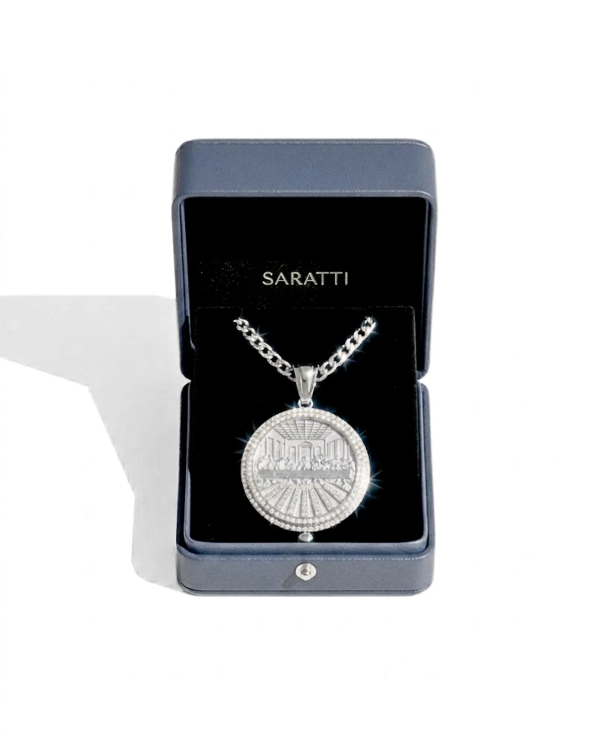 Religious pendant featuring the Last Supper in Sterling Silver with lab grown diamonds | SARATTI