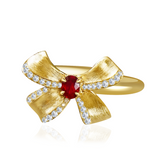 Ribbon Rouge Natural Ruby and Diamond 18K Yellow Gold Ring - SARATTI
