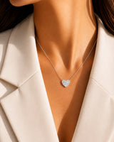 Romantic diamond heart necklace gift in timeless platinum | SARATTI