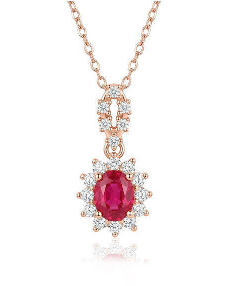 Rosalie natural ruby necklace front view | SARATTI
