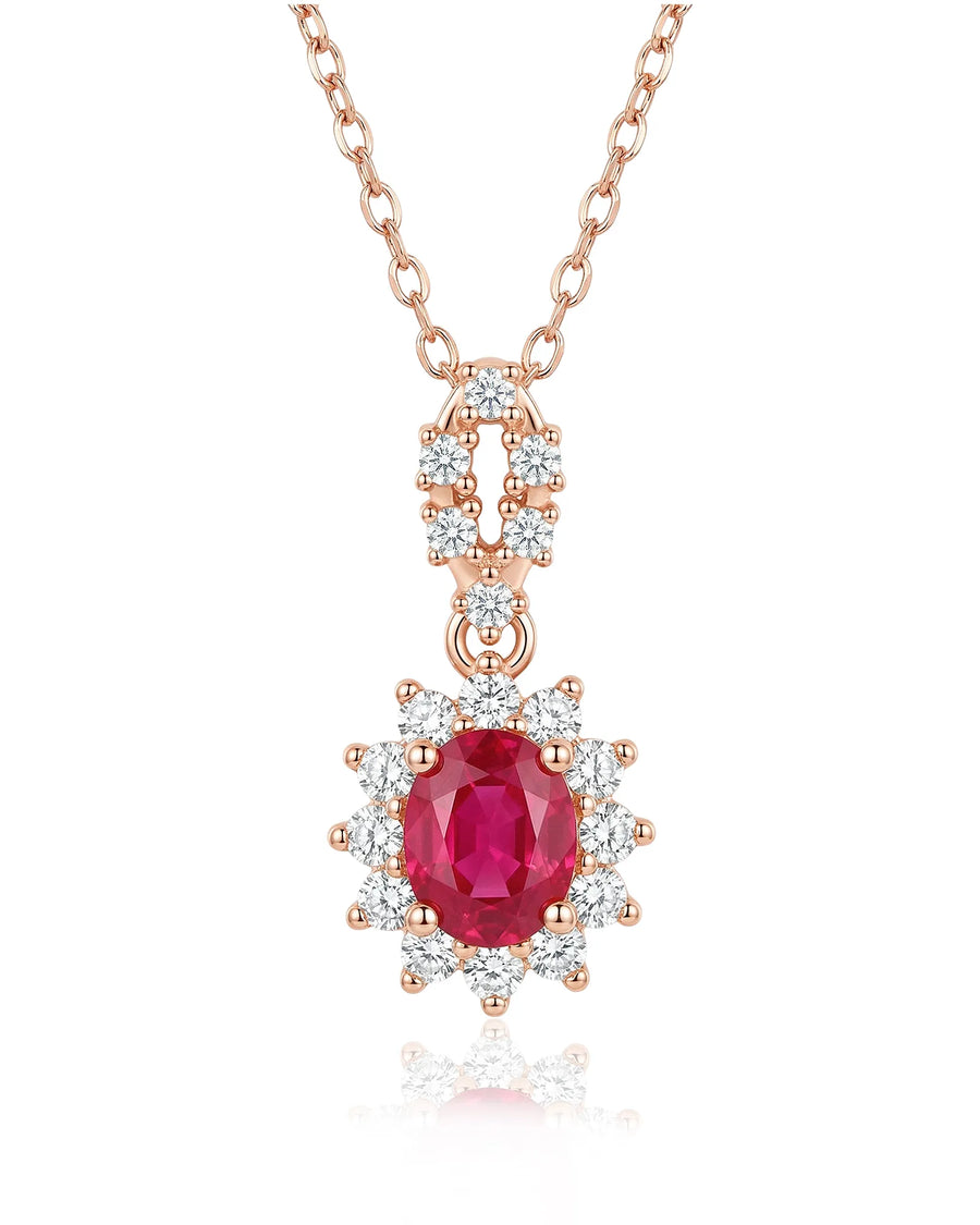 Rosalie natural ruby necklace front view | SARATTI
