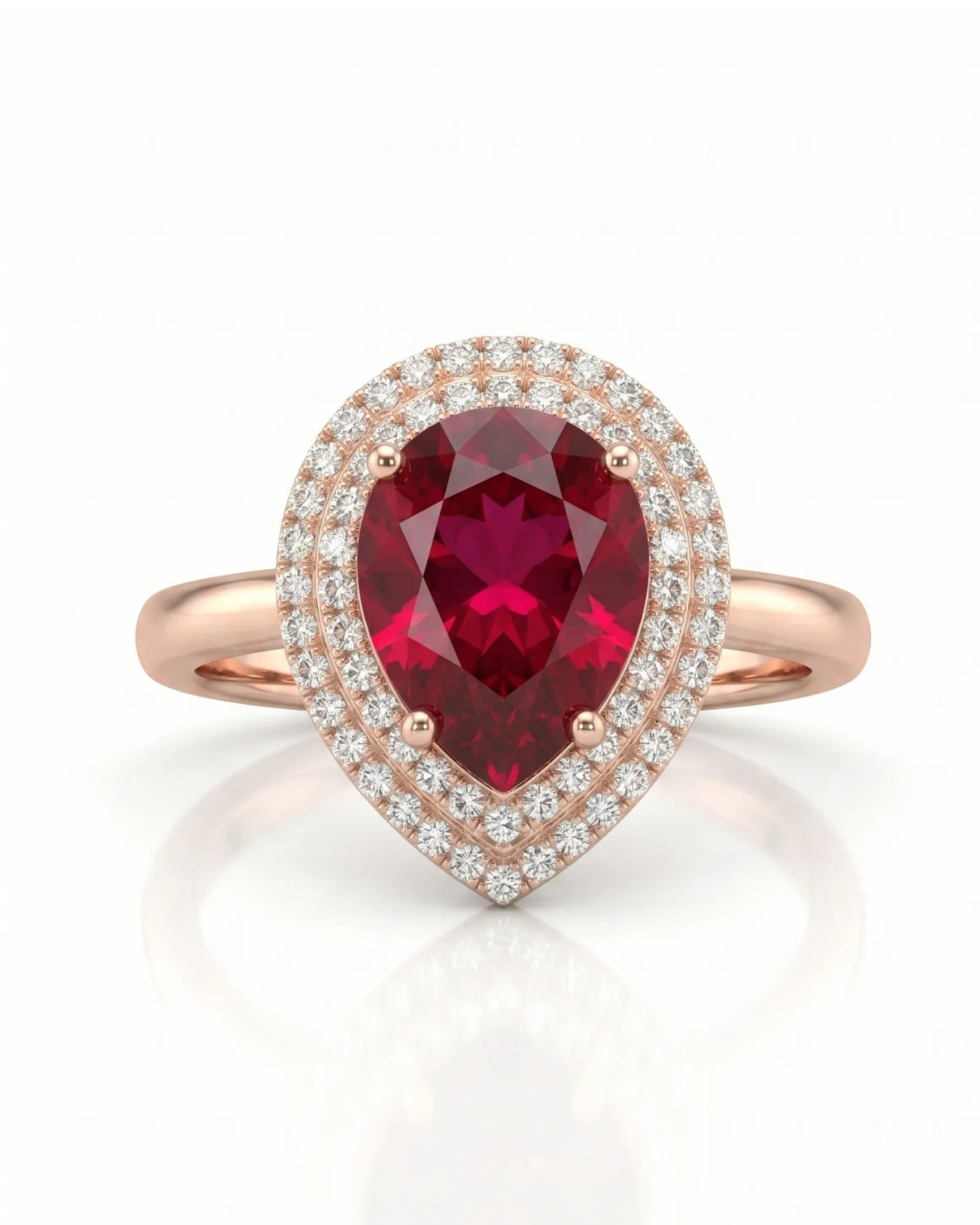 Rosaria pear halo tourmaline ring with natural diamonds in 18K rose gold | SARATTI