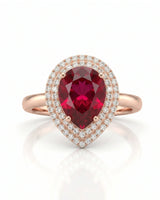 Rosaria pear halo tourmaline ring with natural diamonds in 18K rose gold | SARATTI