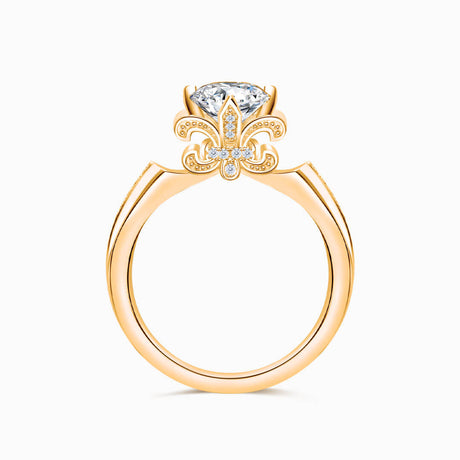 Rose Gold Fleur de Lis Dainty Diamond Ring | Saratti Diamonds