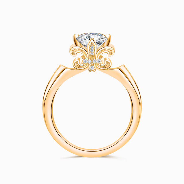 Rose Gold Fleur de Lis Dainty Diamond Ring | Saratti Diamonds