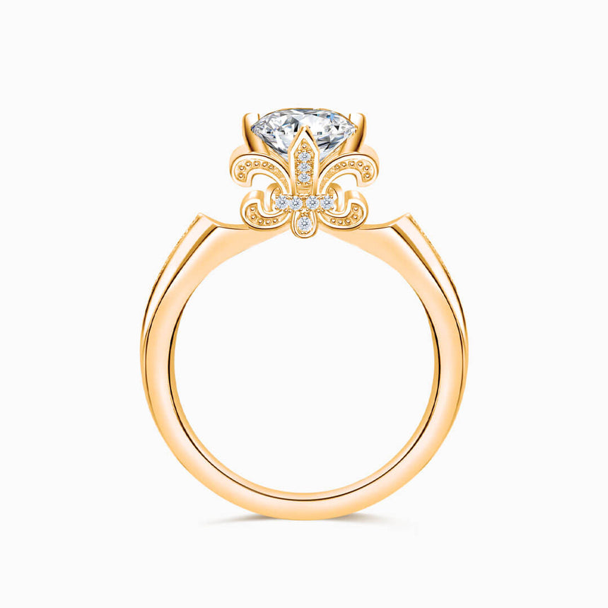 Rose Gold Fleur de Lis Dainty Diamond Ring | Saratti Diamonds