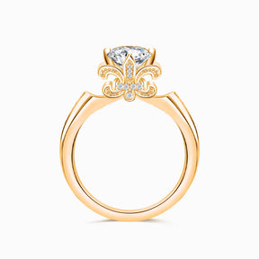 Rose Gold Fleur de Lis Dainty Diamond Ring | Saratti Diamonds