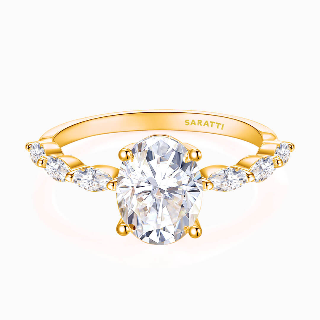 Rose Gold Royal Procession Dainty Diamond Ring | Saratti 
