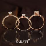 Upright Shot of the Yuki no Hana Natural Diamond Engagement Ring on the far right side | Saratti 