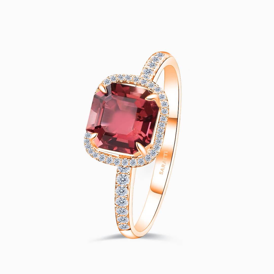 Rose Gold  Regina Rouge Red Tourmaline and Diamond Ring | Saratti Fine Jewelry 