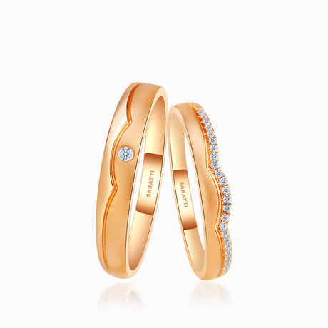 Rose Gold Half Eternity Diamond Band Wedding Set | Saratti