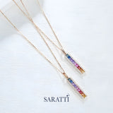 Genuine Natural Sapphire and Diamonds 18K Rose Gold Necklace | Saratti Jewelry | Gemstone Necklace