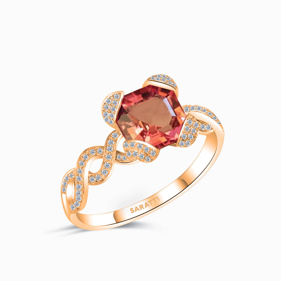Rose Gold Rose Régale Gold Pink Tourmaline Ring | Saratti Fine Jewelry 