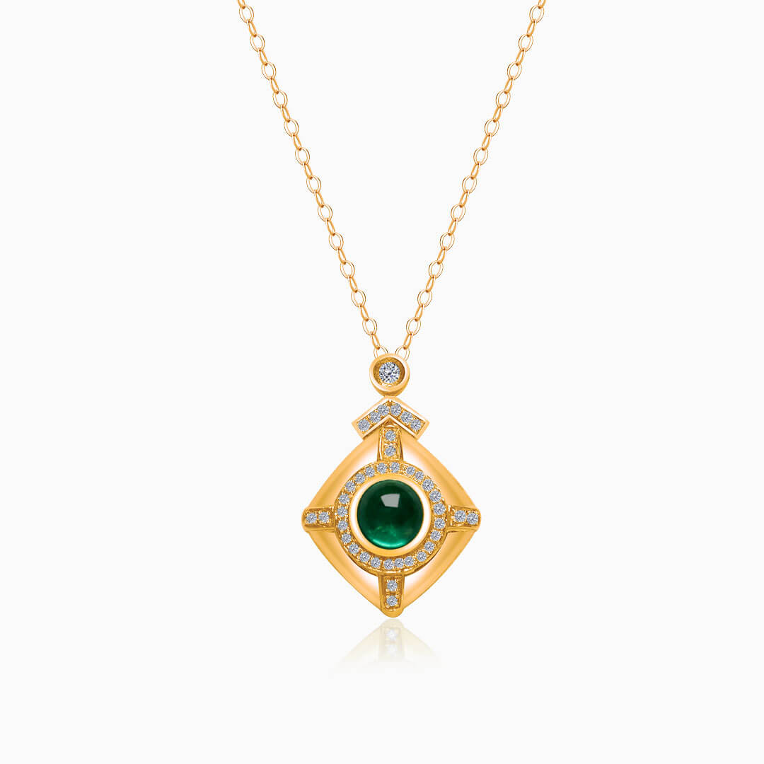 18K Gold Emerald Zodiac Necklace in Rose Gold | Saratti Jewelry