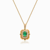 Rose Gold Version of Midori Fortress Natural Emerald Necklace | Saratti Jewelry