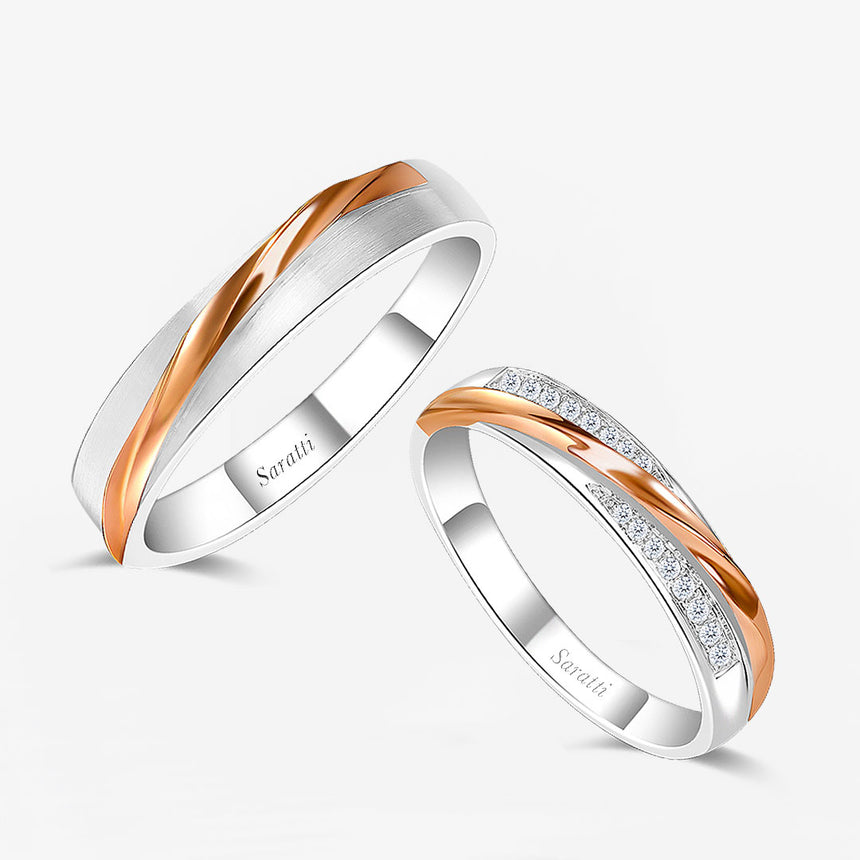 Eternal Harmony Two Tone Wedding Set - His & Hers | Saratti Jewelry