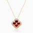 Crimson Quad Ruby and Diamond Pendant