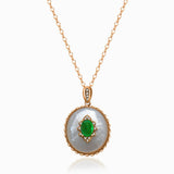 18K Rose Gold Natural Emerald and Diamonds Necklace | Saratti Jewelry