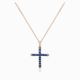 Sapphire Sanctity 18K Gold Cross Pendant