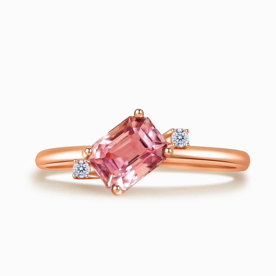 Rose Gold Sakura Trilogy Tourmaline and Diamond Ring | Saratti Fine Jewelry