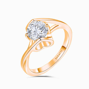 Centre Stone and Heart Motif Featuring on the Amour Mobius Dainty Diamond Ring | Saratti Diamonds 