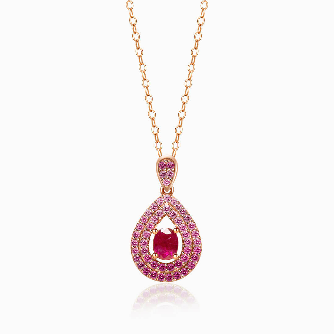 Rose Gold Mogok Rose Red Ruby Pendant | Saratti Fine Jewelry 