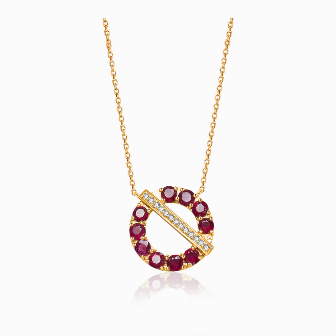 Natural Ruby Gemstone in 18K Rose Gold Necklace | Saratti