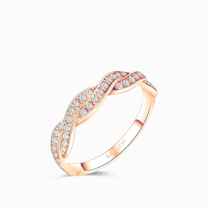 Rose Gold Natural Diamond Twisted Shank Eternity Band | Saratti 