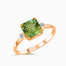 Rose Gold  Escalera Verde Three Stone Tourmaline and Diamond Ring | Saratti Fine Jewelry 