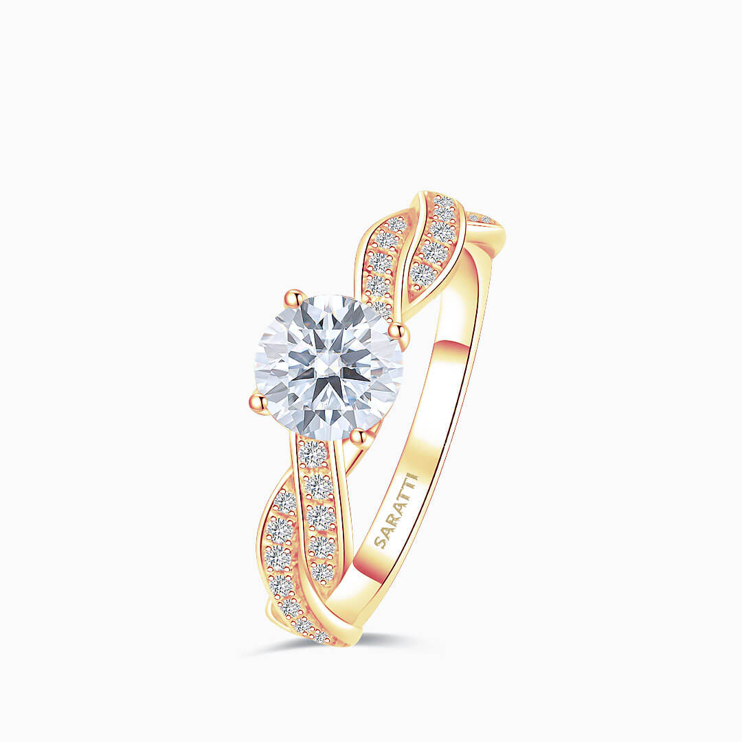 18K Rose Gold Twisted Shank Diamond Engagement Ring with a twisted shank design | Saratti