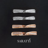 White and Rose Gold Twisted Shank Diamond Eternity Wedding Bands Stacked | Saratti 