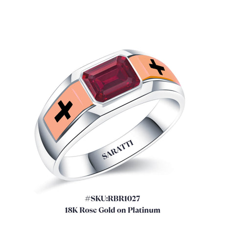 18K Rose Gold on Platinum in Natural Ruby Ring - SARATTI