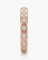 Hot Cross diamond-encrusted wedding band in rose gold, side view | SARATTI