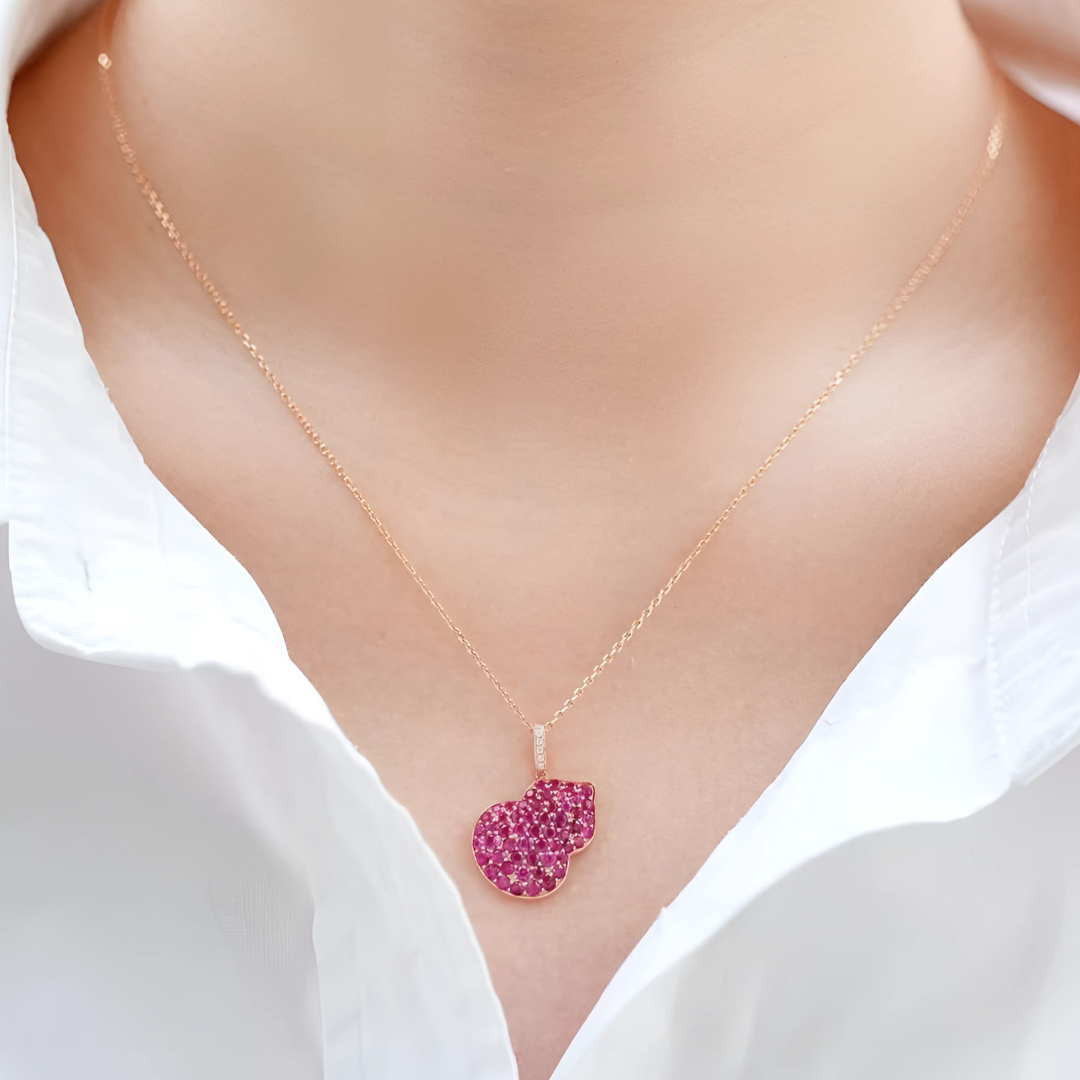 Ruby Apple Pendant Necklace