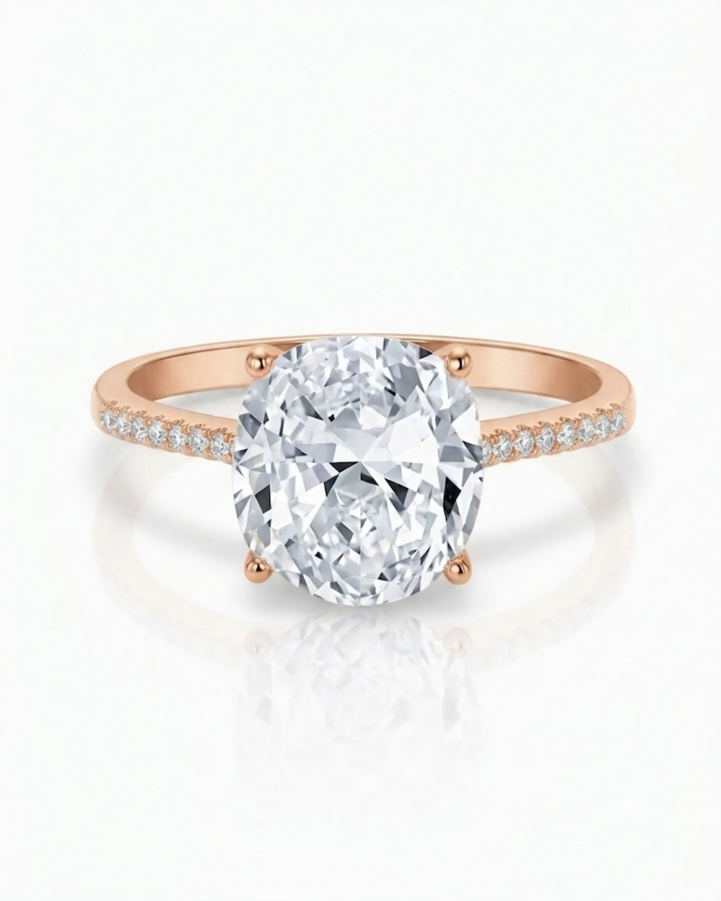 Rose gold cushion moissanite engagement ring for romantic proposal moments | SARATTI