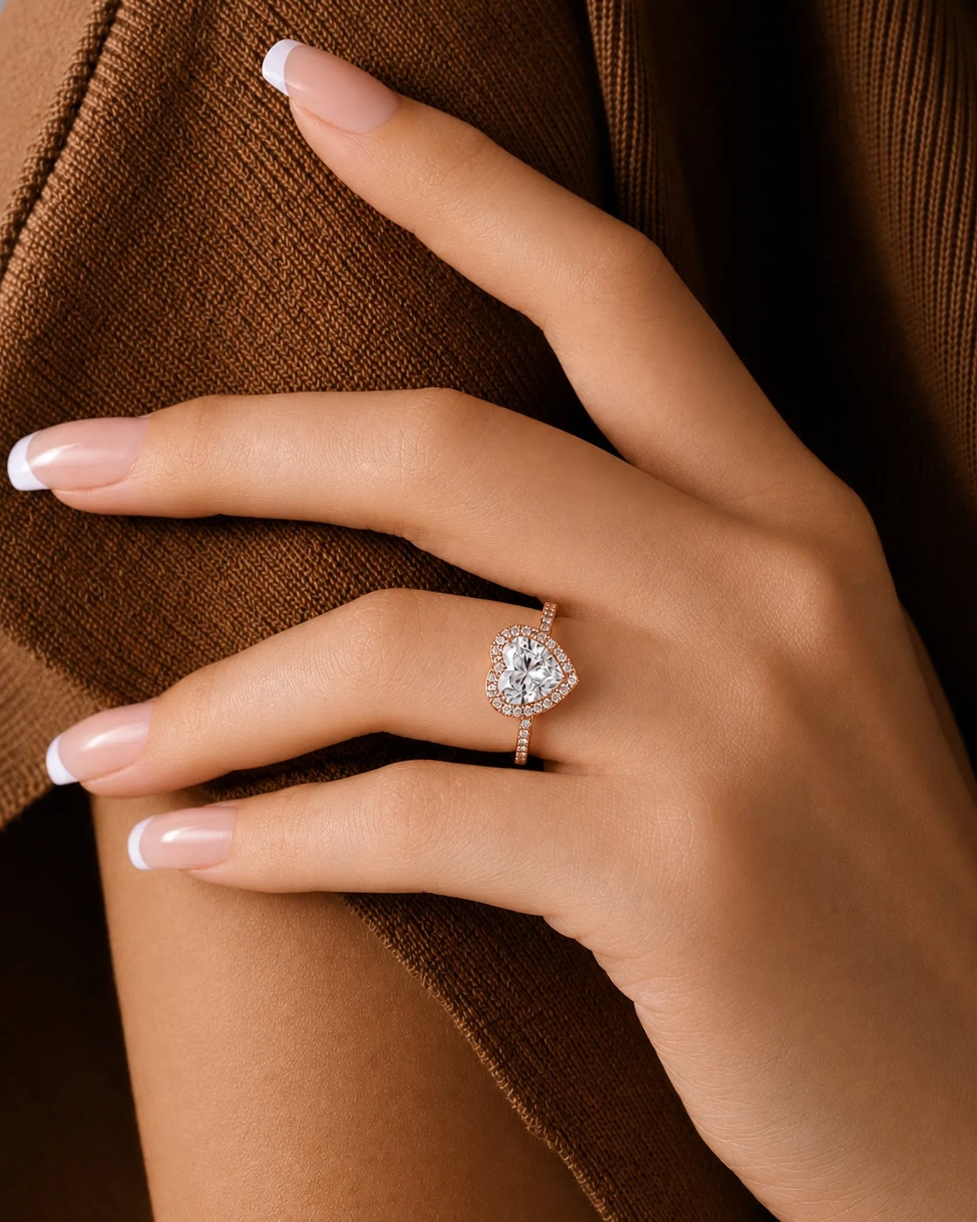 Rose gold heart moissanite engagement ring for romantic proposal moments | SARATTI