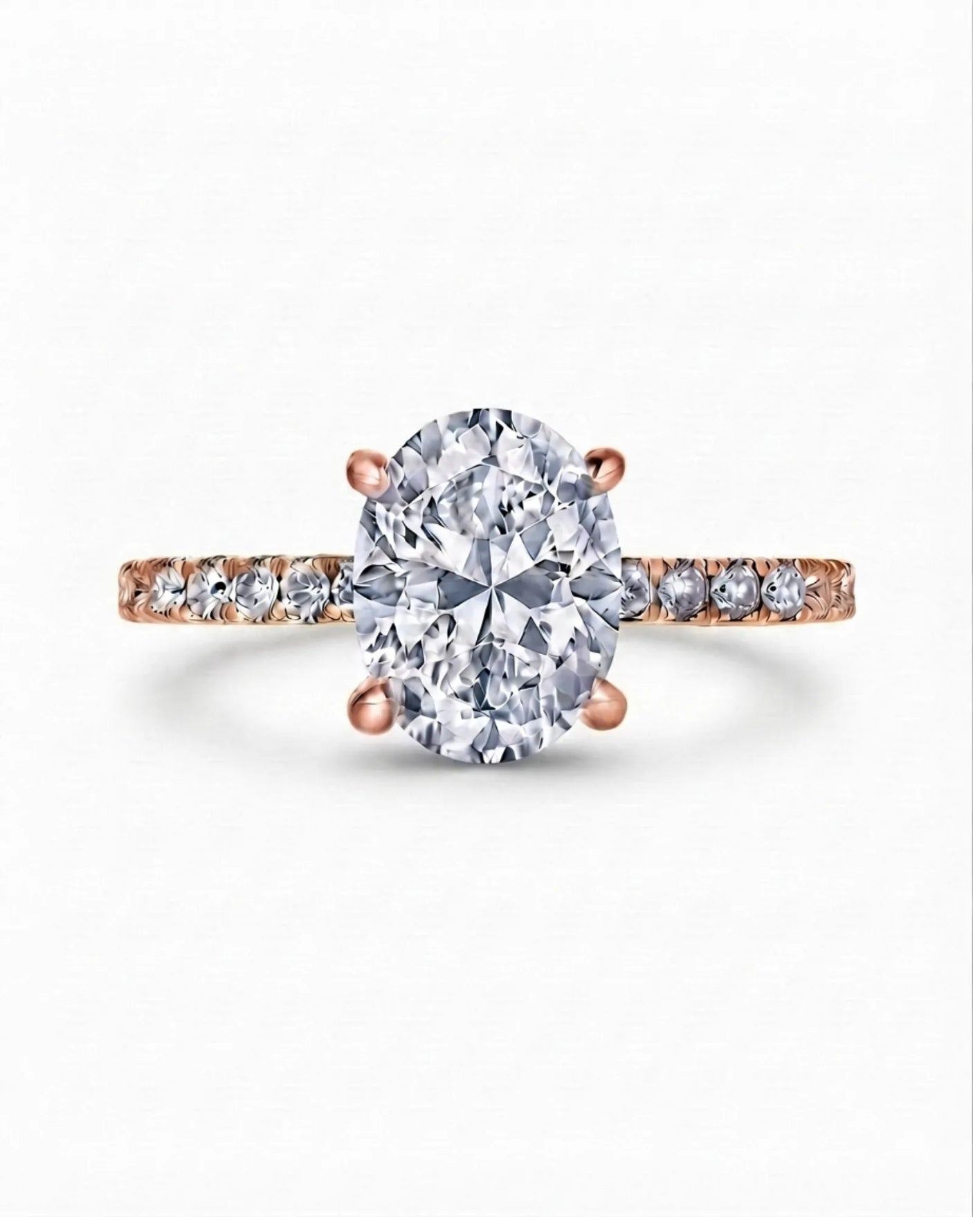 Rose gold hidden halo moissanite ring designed for an intimate engagement proposal | SARATTI.